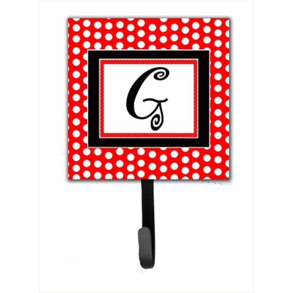 Carolines Treasures Letter G Initial Monogram - Red Black Polka Dots Leash Holder Or Key Hook CJ1012-GSH4 - main